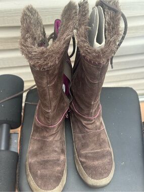 Primigi Brown Suede Winter Boots with Pink Trim